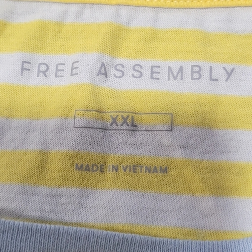 Free Assembly XXL Organic Cotton Yellow White Stripes Short Sleeve T-Shirt - Picture 8 of 8